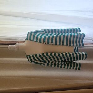Vintage Honors striped cardigan Green and White stripes Light weight